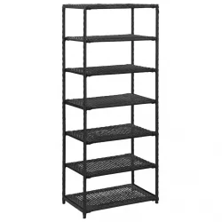 fekete polyrattan cipőpolc 50 x 30 x 120 cm