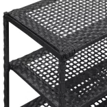 fekete polyrattan cipőpolc 50 x 30 x 120 cm