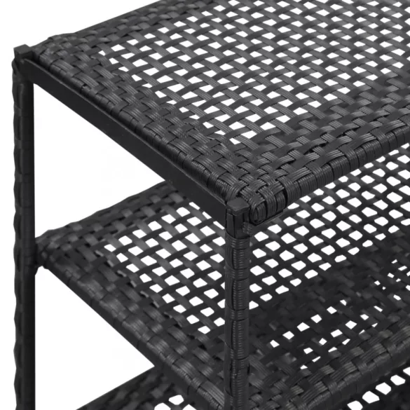 fekete polyrattan cipőpolc 50 x 30 x 120 cm