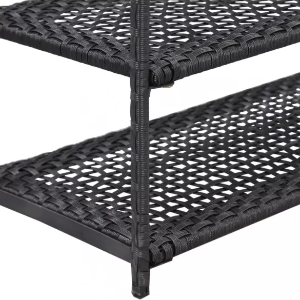 fekete polyrattan cipőpolc 50 x 30 x 120 cm