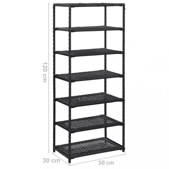 fekete polyrattan cipőpolc 50 x 30 x 120 cm