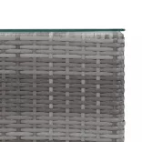 szürke polyrattan kisasztal üveg asztallappal 35 x 35 x 52 cm