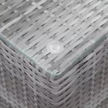 szürke polyrattan kisasztal üveg asztallappal 35 x 35 x 52 cm