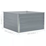 szürke horganyzott acél kerti magaságyás 100 x 100 x 45 cm