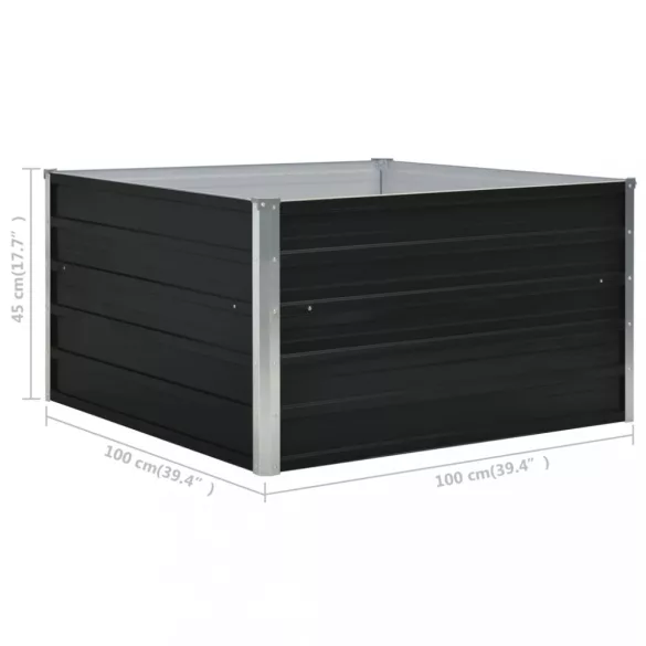 antracitszürke horganyzott acél kerti magaságyás 100x100x45 cm