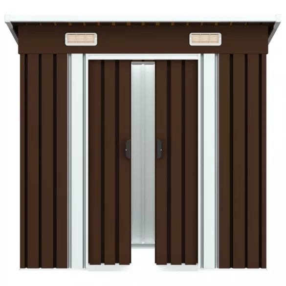 barna acél kerti fészer 194 x 121 x 181 cm