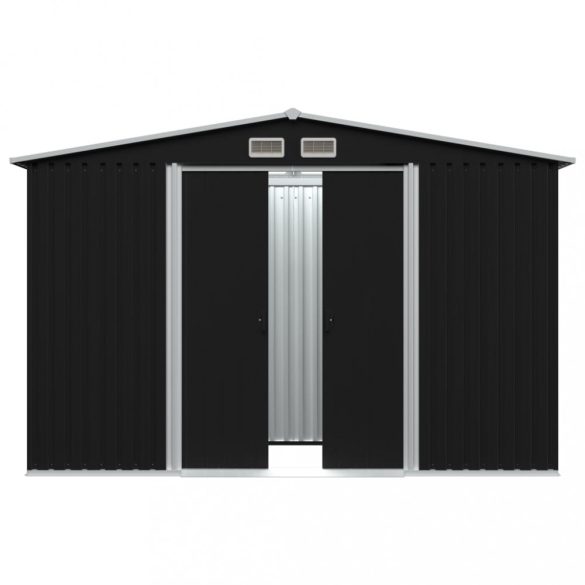 antracitszürke acél kerti fészer 257 x 205 x 178 cm