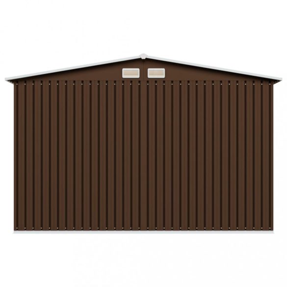 barna acél kerti fészer 257 x 205 x 178 cm