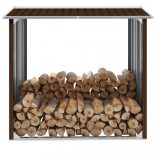 barna horganyzott acél kerti tűzifatároló 172 x 91 x 154 cm