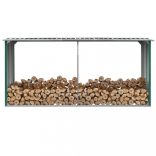 zöld horganyzott acél kerti tűzifatároló 330 x 92 x 153 cm