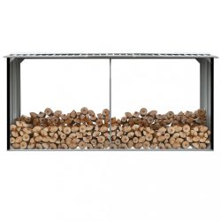   antracitszürke horganyzott acél tűzifatároló 330 x 92 x 153 cm