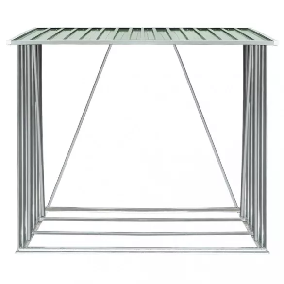 zöld horganyzott acél kerti tűzifatároló 163 x 83 x 154 cm