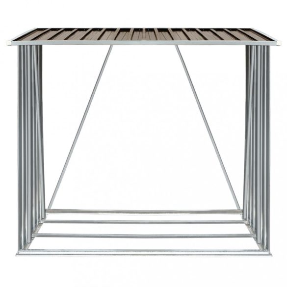 barna horganyzott acél kerti tűzifatároló 163 x 83 x 154 cm