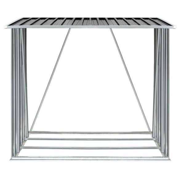 antracit horganyzott acél kerti tűzifatároló 163 x 83 x 154 cm