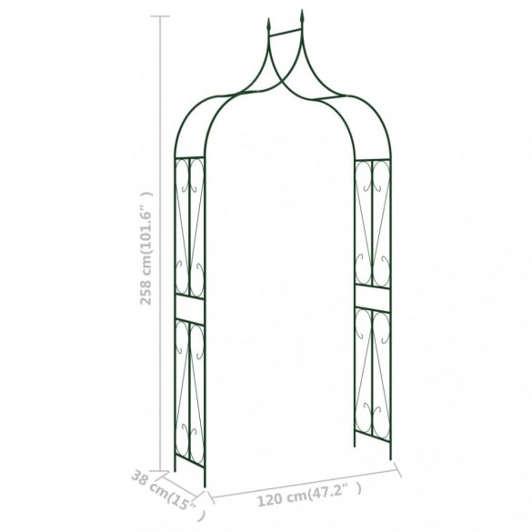 sötétzöld vas kerti boltív 142 x 37 x 275 cm