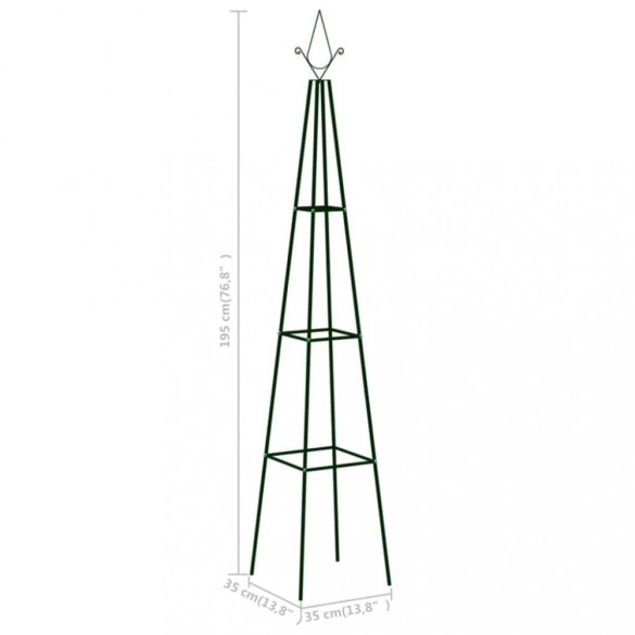 2 db sötétzöld vas kerti növényfuttató állvány 35 x 35 x 195 cm