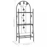 háromszintes fekete vas virágtartó állvány 52 x 28 x 128 cm