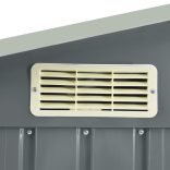 szürke vas kerti fészer állvánnyal 205 x 130 x 183 cm