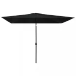 fekete kültéri napernyő fémrúddal 300 x 200 cm