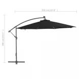 fekete konzolos napernyő alumíniumrúddal 350 cm