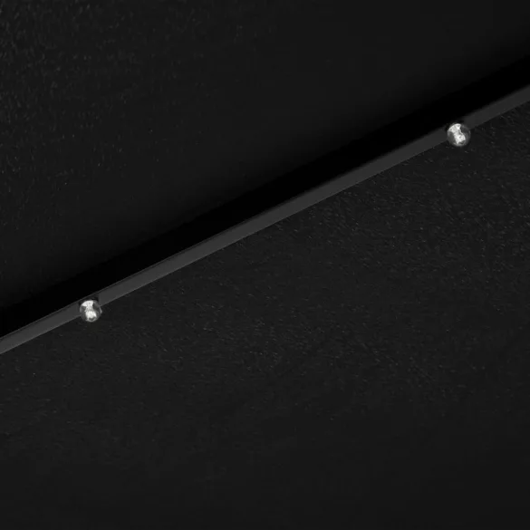 fekete kültéri napernyő LED-fényekkel és acélrúddal, 300 cm