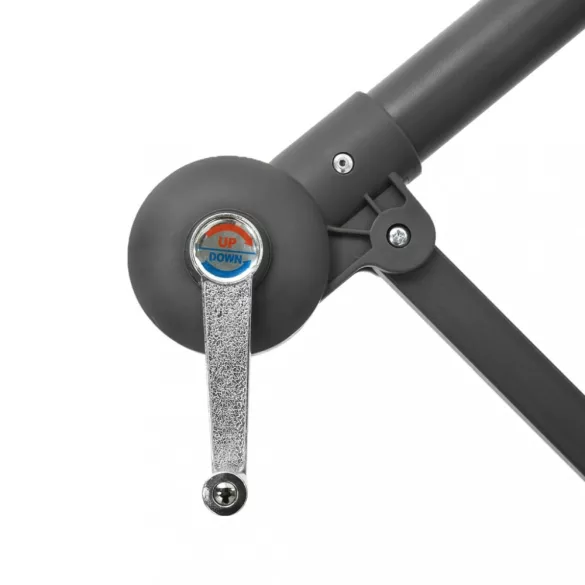 fekete konzolos napernyő LED-fényekkel és acélrúddal 300 cm