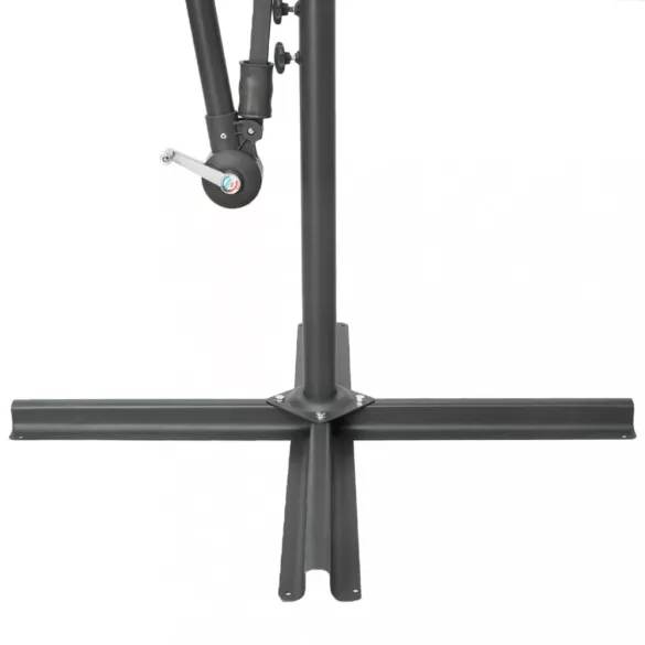 fekete konzolos napernyő LED-fényekkel és acélrúddal 300 cm