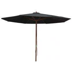 fekete kültéri napernyő farúddal 350 cm