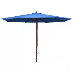 kék kültéri napernyő farúddal 350 cm