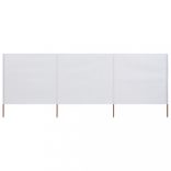 3 paneles homokfehér szövet szélfogó 400 x 80 cm