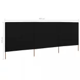 fekete szövet 3-paneles szélfogó 400 x 120 cm