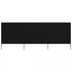 fekete szövet 3-paneles szélfogó 400 x 160 cm