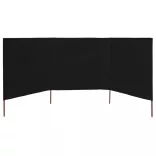 fekete szövet 3-paneles szélfogó 400 x 160 cm