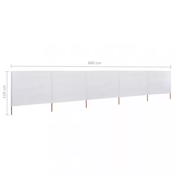 homokfehér szövet 5-paneles szélfogó 600 x 80 cm