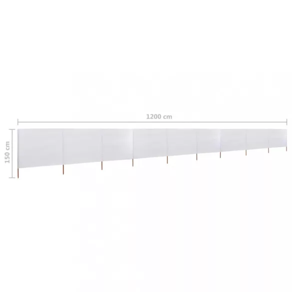 homokfehér 9-paneles szövet szélfogó 1200 x 120 cm