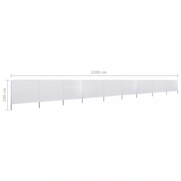 homokfehér 9 paneles szövet szélfogó 1200 x 160 cm