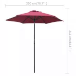 burgundi vörös alumínium napernyő 200 x 224 cm