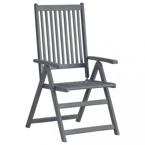 7 részes szürke tömör akácfa kültéri étkezőgarnitúra