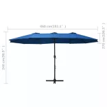 kék kültéri napernyő alumíniumrúddal 460 x 270 cm