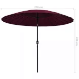 bordóvörös kültéri napernyő alumíniumrúddal 270 cm