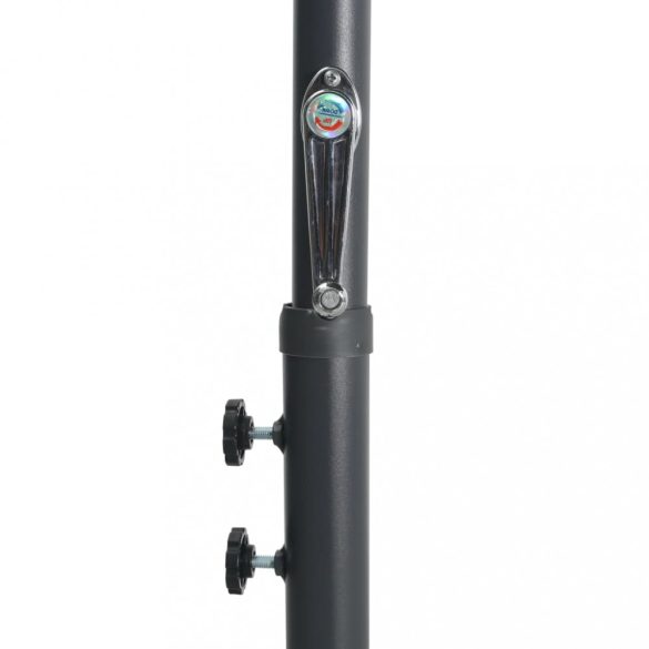 antracitszürke kültéri napernyő acélrúddal, 300 cm átmérőjű