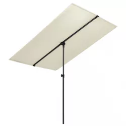 homokfehér kerti napernyő alumíniumrúddal 2 x 1,5 m