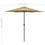 tópszínű kültéri napernyő alumíniumrúddal 270 x 246 cm
