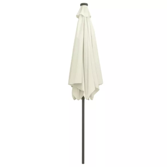 homokfehér kültéri napernyő LED fényekkel és alumíniumrúddal 300 cm