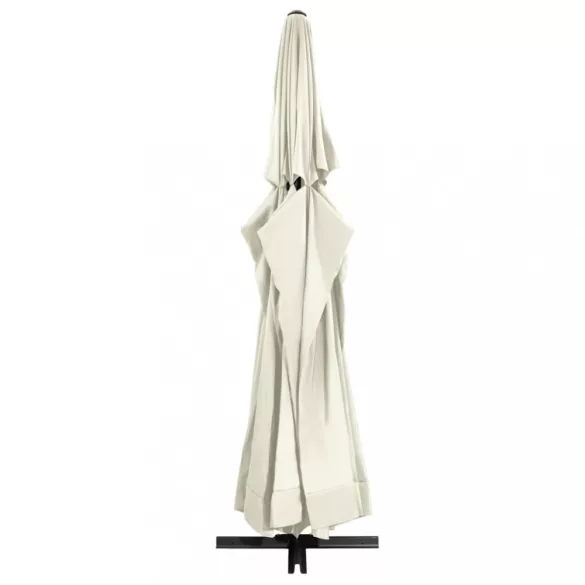 homokfehér kültéri napernyő alumíniumrúddal 600 cm