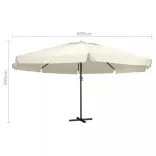 homokfehér kültéri napernyő alumíniumrúddal 600 cm