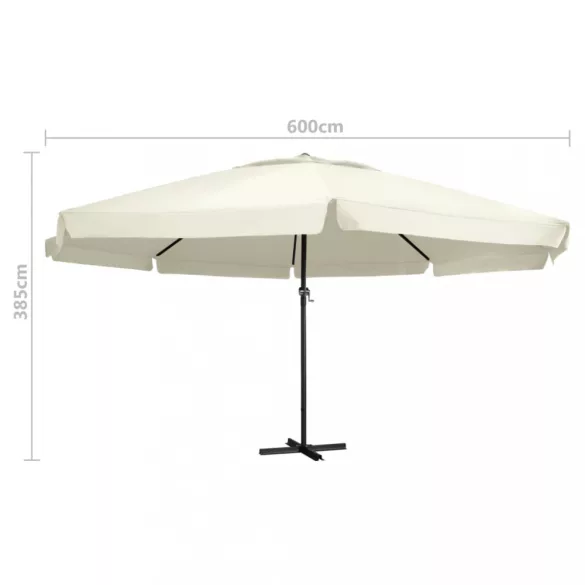 homokfehér kültéri napernyő alumíniumrúddal 600 cm