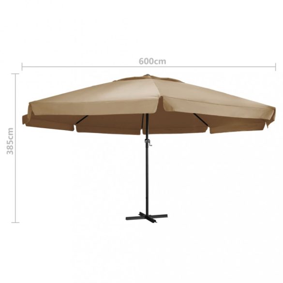 tópszínű kerti napernyő alumínium tartórúddal 600 cm