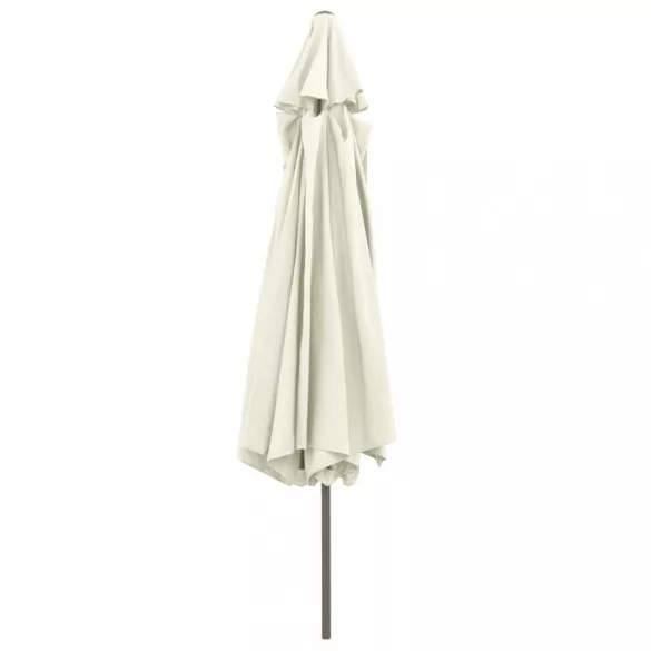 homokszínű kültéri napernyő fémrúddal 390 cm