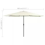 homokszínű kültéri napernyő fémrúddal 390 cm